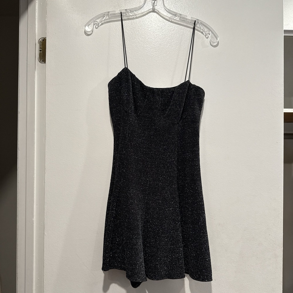 Black Glittery Spaghetti Strap Romper
